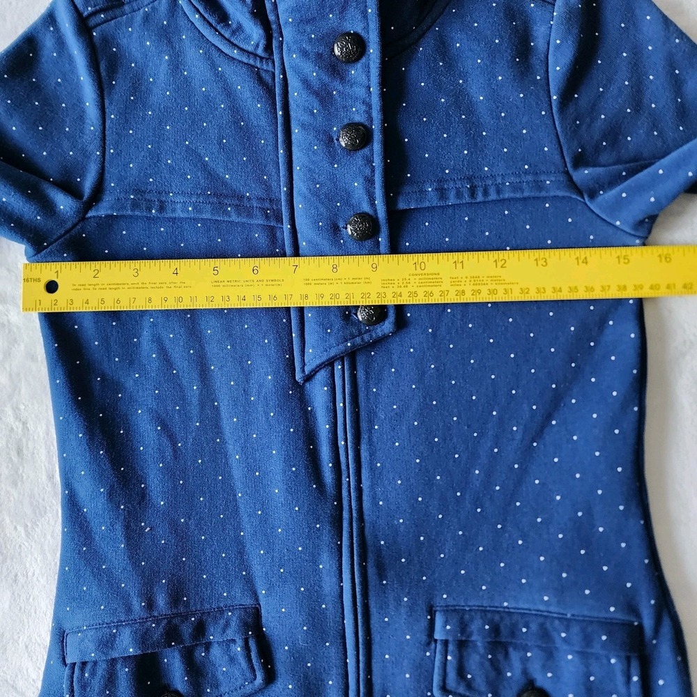 TWIK Sweatshirt Jacket Womens XS Navy Polkadot Jersey Preppy Full Zip Military - Picture 9 of 13